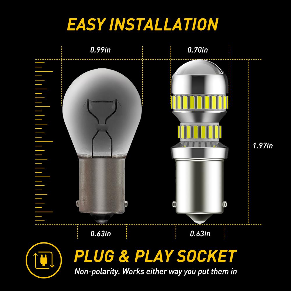 AUXITO 2Pcs Canbus BA15S P21W LED Bulb Car Light 1156 1157 BAY15D P21/5W Backup P21W T20 7443 7440 LED Bulbs Tail Parking Lamp Dome Lights 6