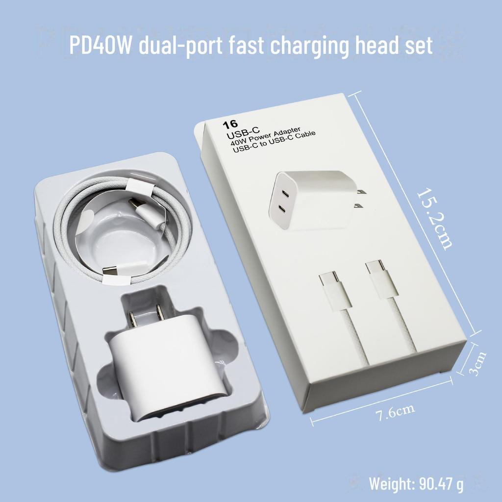 "40W Dual USB-C Fast Charger for Apple Devices 8-16, 30W US Standard Dual Port Fast Charging"