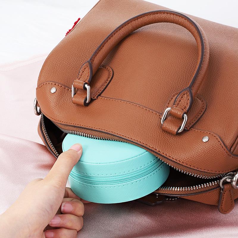 Korean Style Round Travel Jewelry Box for Earrings and Ear Studs