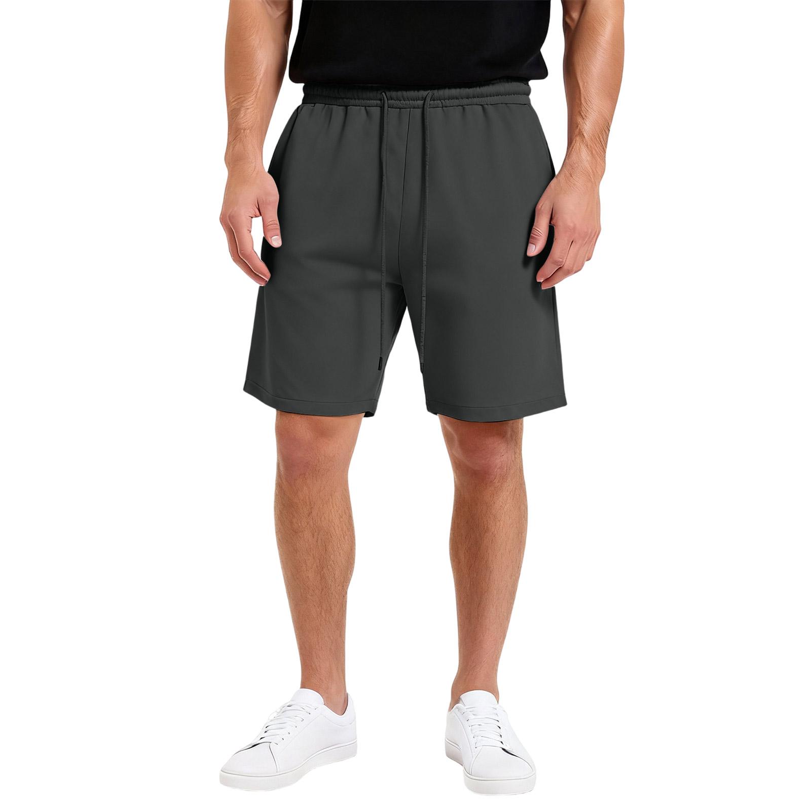

Men s drawstring waist straight wide-leg casual sports shorts XXL