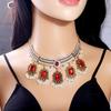 Bohemian Crystal Jewelry Set: Ethnic Tassel Necklace & Earring with Rhinestones