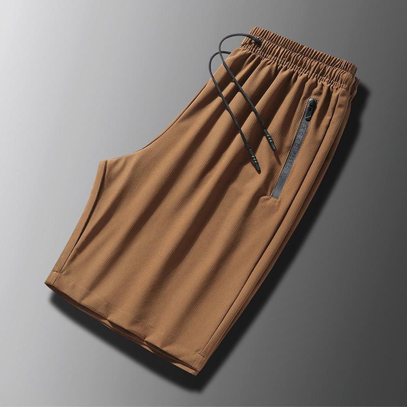 

Men s Plus Size Ice Silk Beach Shorts - Summer 2026 Zipper Sports Casual Pants 7XL кавовий
