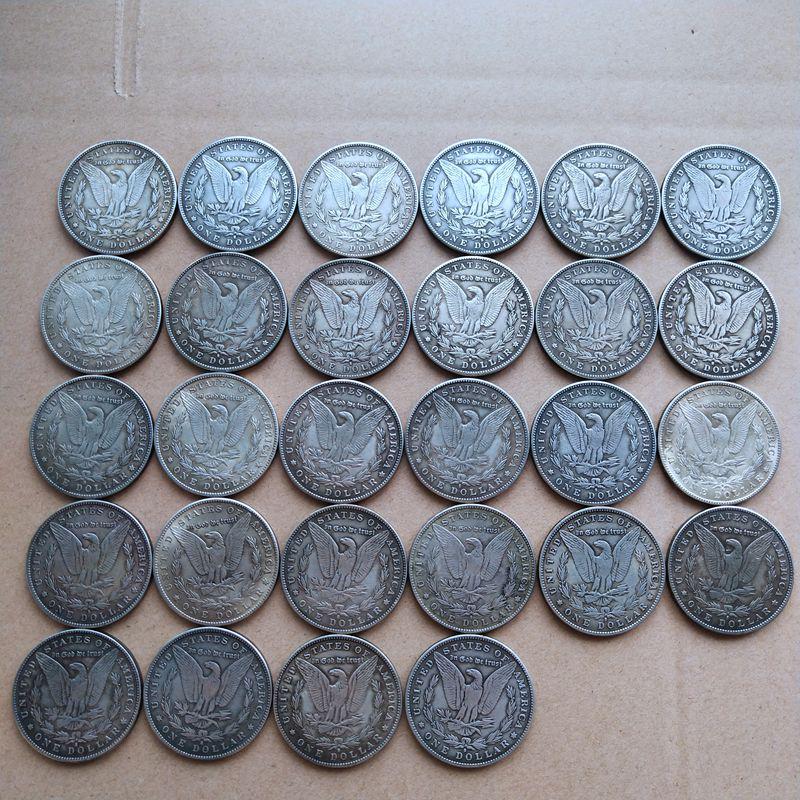 S Edition 28-Year Morgan Dollar Commemorative Brass & Silver-Plated Antique Coin