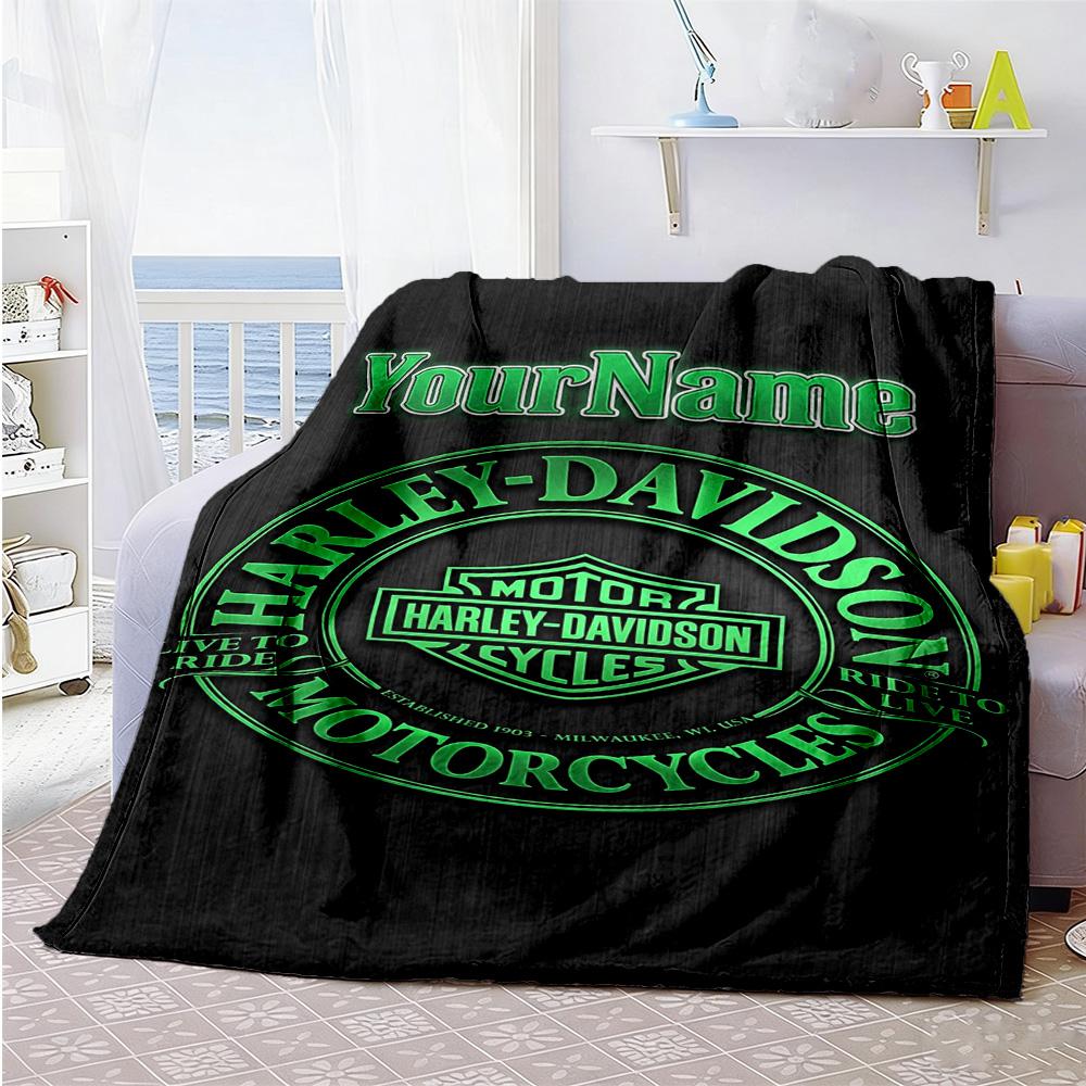 Harley-davidson Motorcycles Customize Text Blanket Gift Personalized Blanket Durable Comfort Suitable for Picnics Home Decor Couch Office Chair