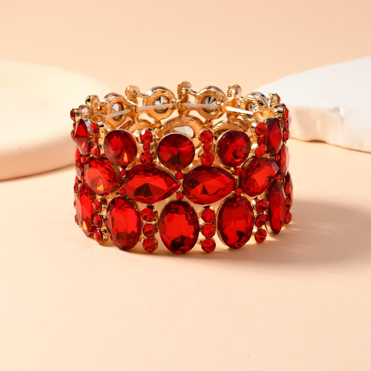 

Роскошный браслет, модный, великолепный, кристальный, эластичный, широкий, браслет, женские аксессуары для вечеринок красный