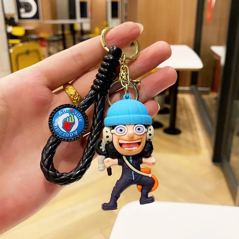 Anime One Piece Keychain Luffy Zoro Nami Chopper Silicone Model Pendant Backpack Decorative Cute Doll Car Carry Mini Lightweight Portable