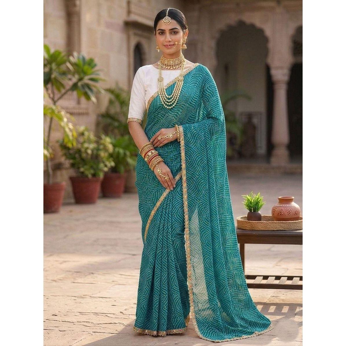 Premium Bandhani Style Georgette Saree
