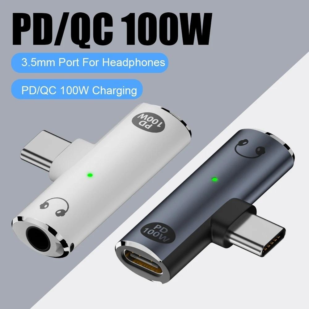 Converter 2-in-1 Audio Adapter PD 100W USB C Charge Adapter USB C To 3.5mm Adapter  Charging