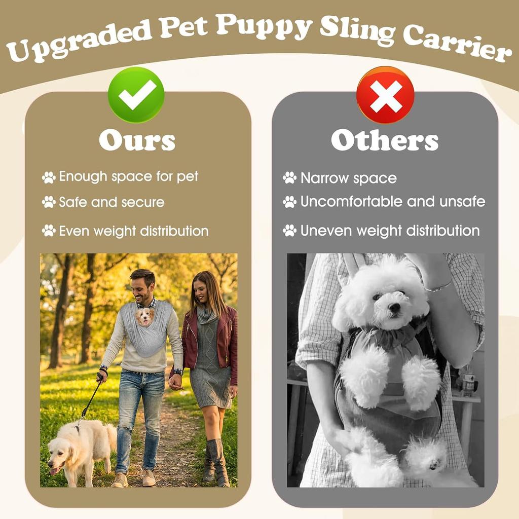 Large Dog Sling Carrier for Small Dogs, Front Facing Carrier for Cats Puppy Sling Wrap Chest, Adjustable Dog Outing Bag, Hands-Free Pet Holder for