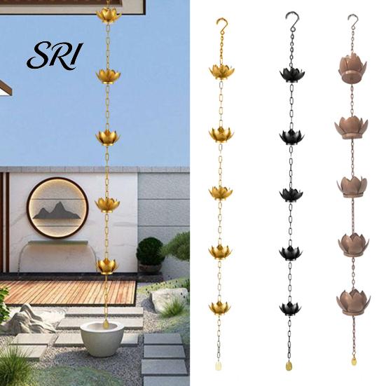 Heavy Duty Rain Chain Outdoor Lotus Metal Garden Hanging Easy to Hang Catcher Cups Outside Gutters Downspouts Replacement Decorative Iron