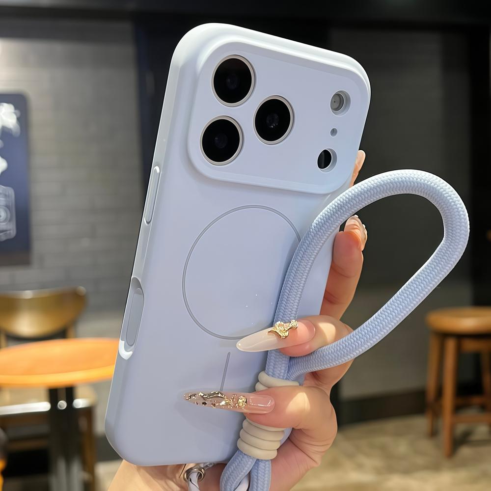 Řemínek na zápěstí z tekutého silikonu pro Magsafe Měkké pouzdro z tekutého silikonu pro iPhone Air 16 Plus 15 14 13 12 17 Pro Max Magnetický kryt