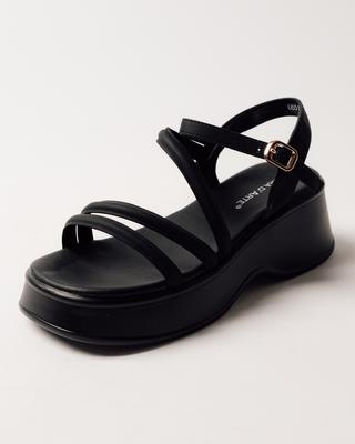 Prima d'Arte 6651 36 Wedge Sandals Black Leather