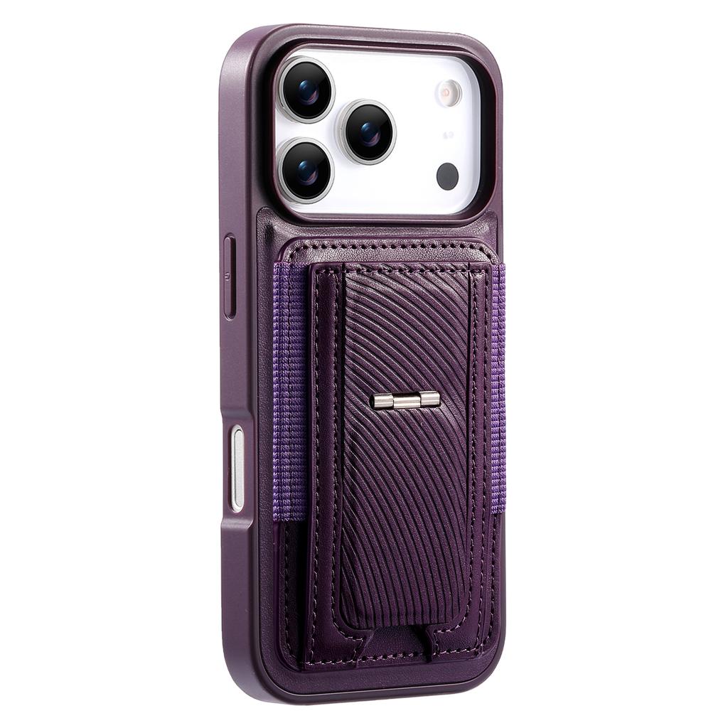 CASENEO For iPhone 17 Pro Case with Foldable Kickstand TPU PU Leather PC Card Bag Magnetic Phone Cover  Compatible with MagSafe