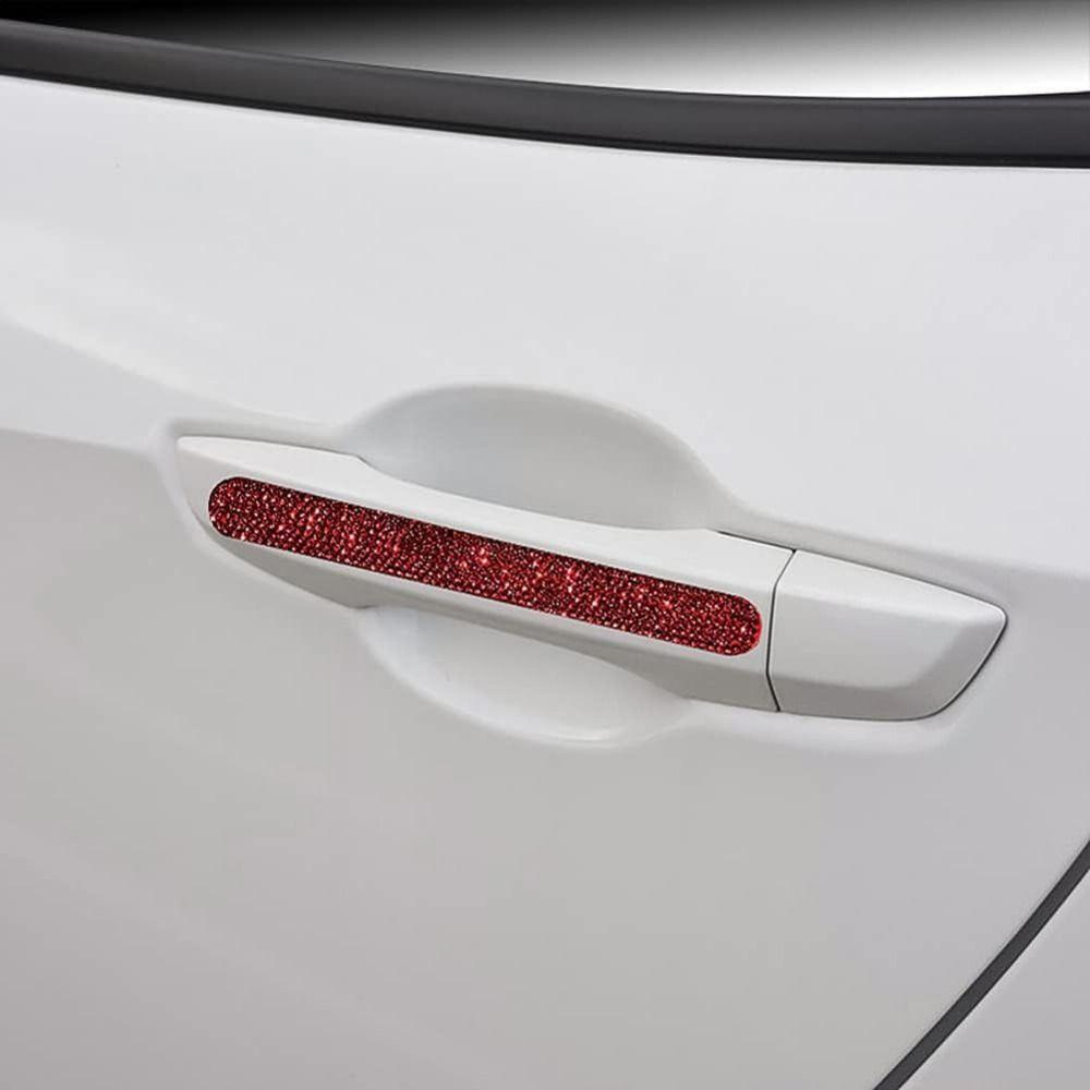 4pcs/set Reflective Car Door Handle Sticker Bling Car Handle Crystal Decal  Car Decoration