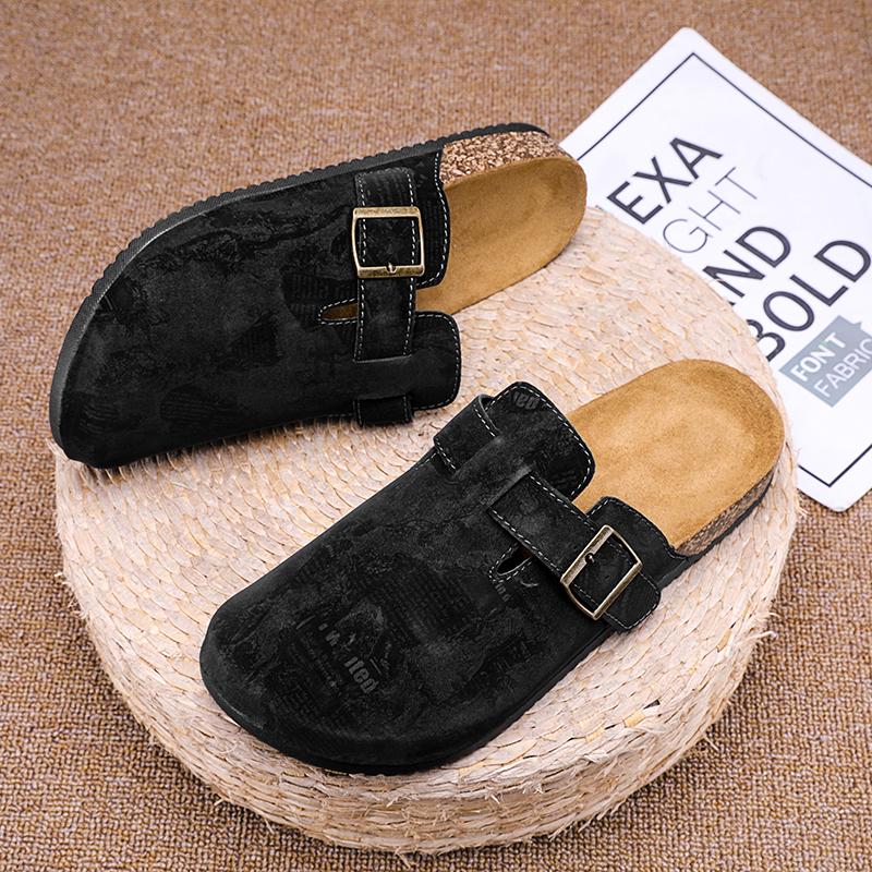 2025 Cztery Pory Roku dla Mężczyzn i Kobiet Klapki Baotou, Lekkie Korkowe Półkapcie, Buty dla Pary, Retro Wsuwane Kapcie
