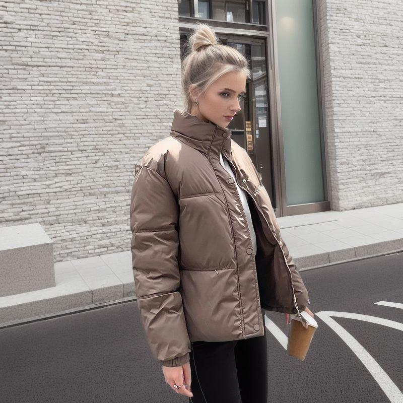 Women's Winter Jacket 2026 Winter Women High Collar Thicken Warm Cottonjacket Women Pure Callor Casual Parkas Women's Coat