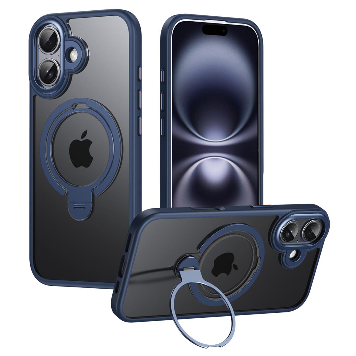 

For iPhone 17 Phone Case Compatible with MagSafe Kickstand Matte Back Cover Blue