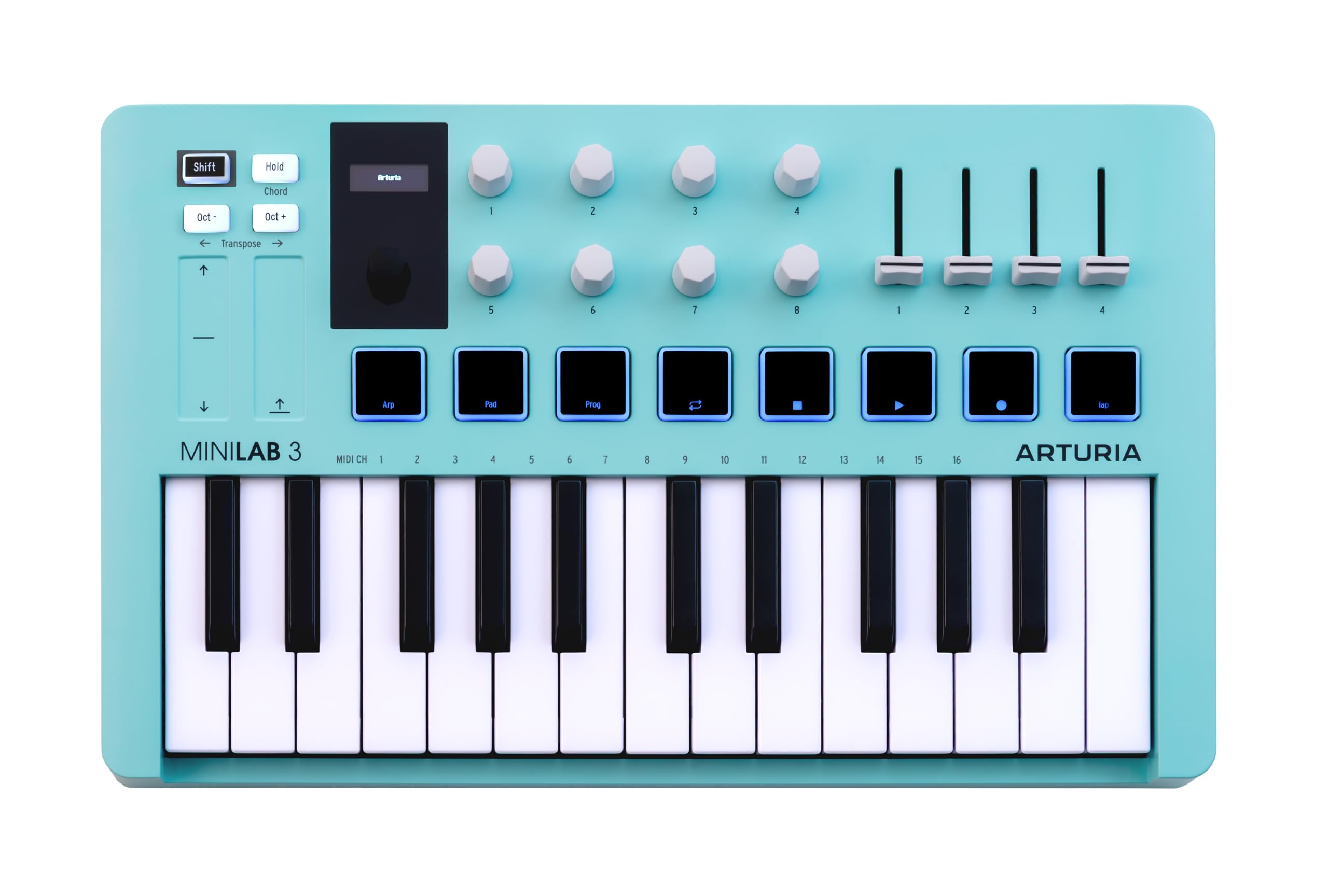 Arturia MiniLab 3 MIDI Keyboard Controller Aquamarine