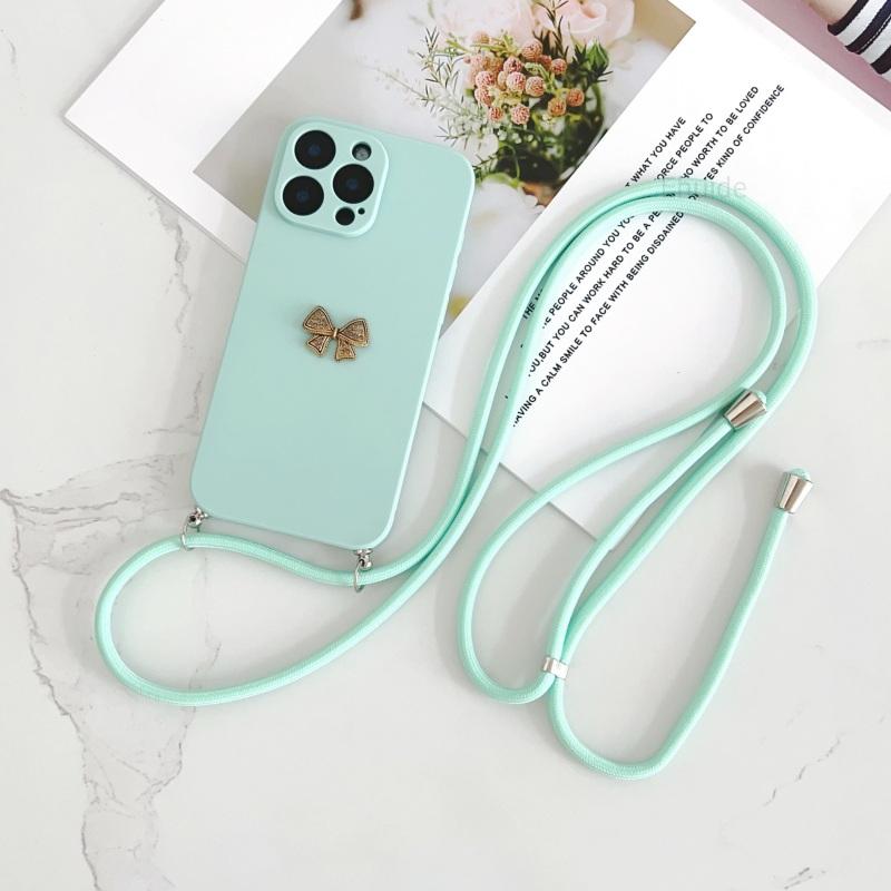 Lanyard Case For Xiaomi Redmi 15 15C 14C 13C A5 A3 Note 14 Pro 13 12 Crossbody Cord Strap Metal Butterfly Diamond Soft TPU Cover