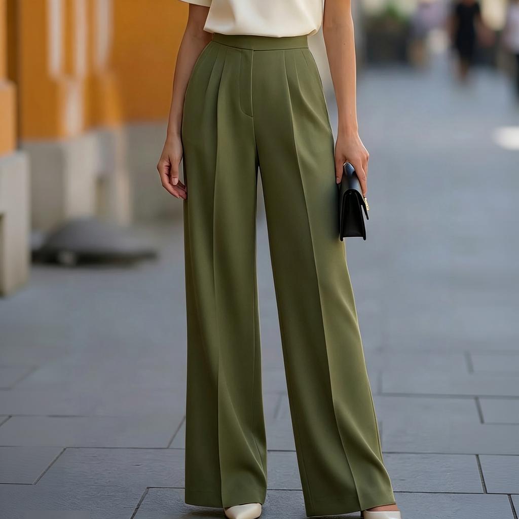 Women's High Waist Straight Leg Drape Dress Pants for Work