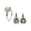 TBJ,100% Natural Green Amethyst Gemstone 925 Sterling Silver Ring Earrings Jewelry Set Simple Everyday Women's Fine Jewelry