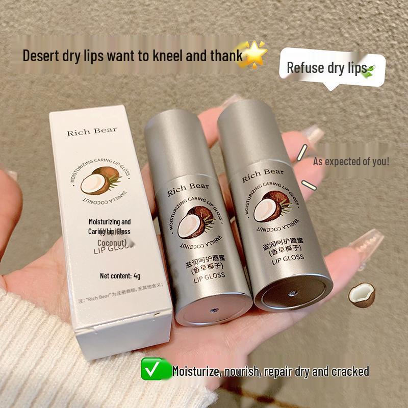 RichBear Coconut Lip Gloss: Hydrating, Watery Mirror Finish Lip Oil Serum