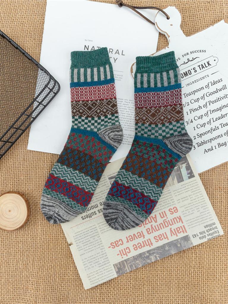 1/5 Pairs Autumn And Winter Fashion Vintage Thick Warm Thermal Cashmere Men Socks Rabbit Wool Mid Sock Skiing And Christmas Gift