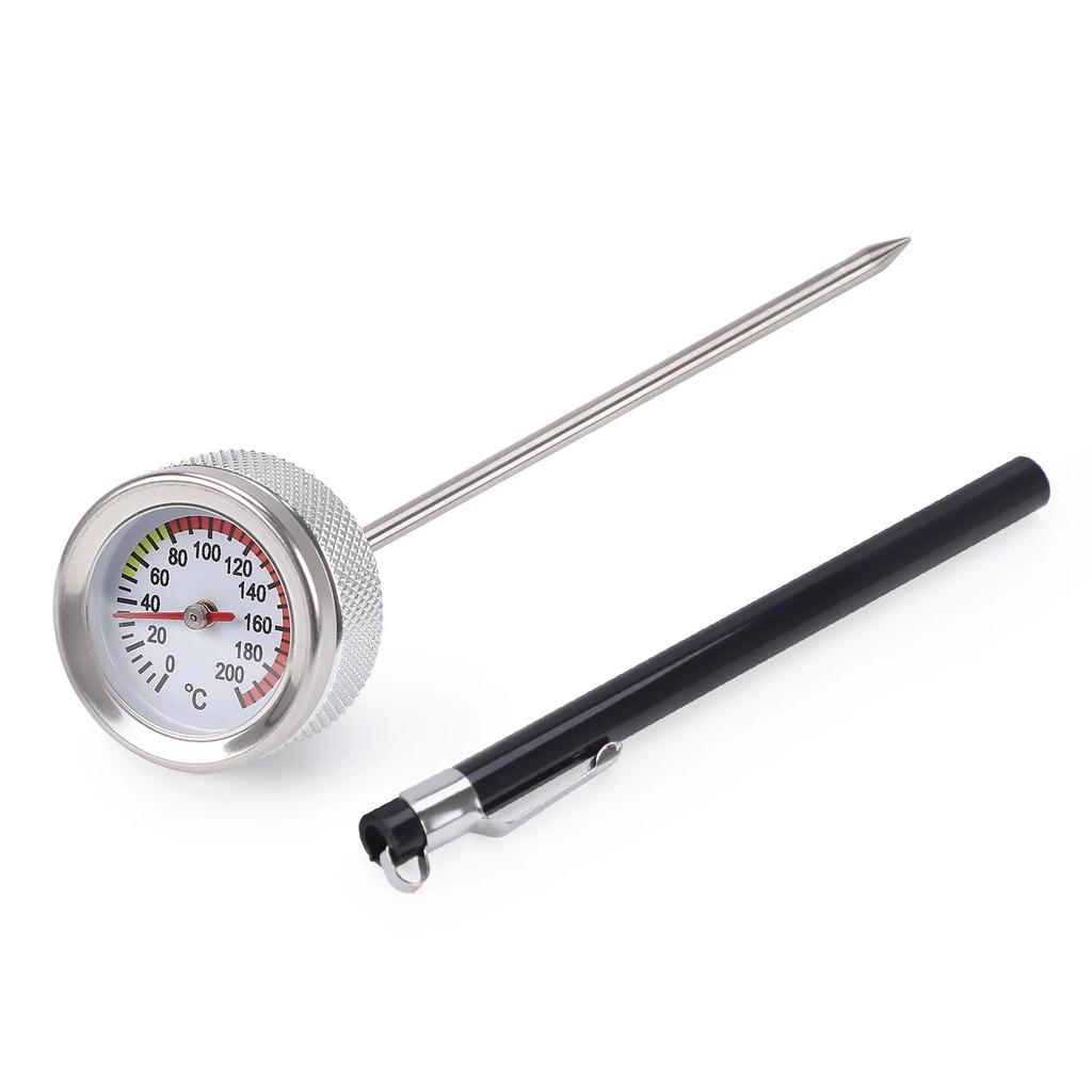 Motorcycle Fuel Tank Caps CNSPEED M20x2.5 with Oil Temperature Gauge 0-200 Pointers Thermometer Cap Cover with 117MM Probe