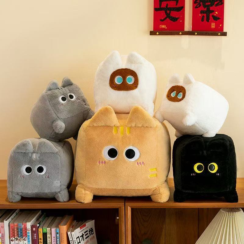 Cute square cat doll pillow plush toy cute scratching machine rag doll kitten doll