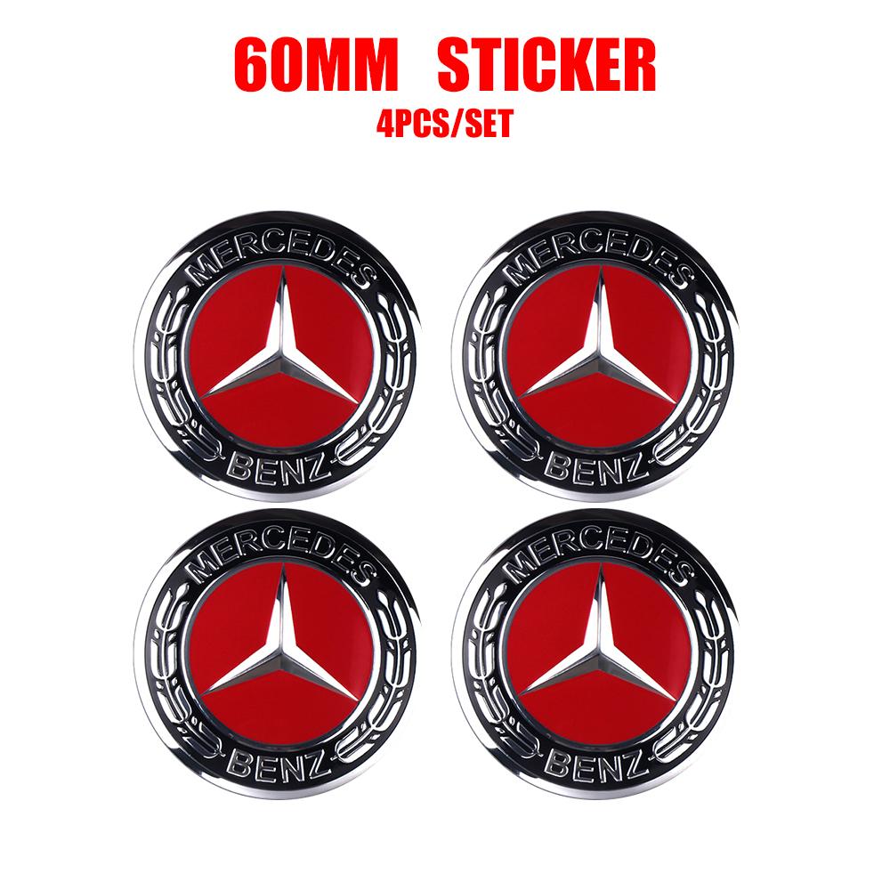 56/60/65mm Aluminum Auto Wheel Center Cap Stickers Benz Badge Tire Accessories For Mercedes Benz G S R C E B A Class E300 S200
