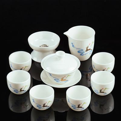 Luksusowy Zestaw do Herbaty z Chińskiej Białej Porcelany Kompletny Zestaw Zestaw do Japońskiej Ceremonii Herbaty Czajniczek i Filiżanki Zestaw Ozdoby do Herbaty Kungfu