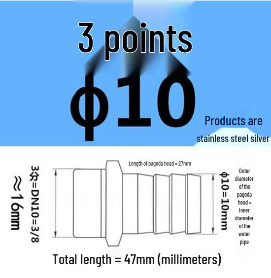 304 Stainless Steel Hex Threaded Water Hose Barb Connector