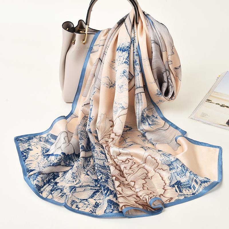 Sciarpa Lunga 100% Seta Donna Lusso Shawl in Raso di Seta Naturale Foulard Sottile Primaverile per Capelli Sciarpa da Collo in Vera Seta di Hangzhou