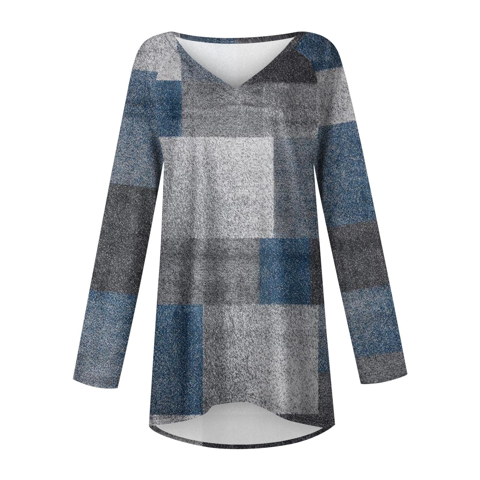 Женская и зимняя футболка с длинными рукавами и V-образным вырезом с принтом — фото 3