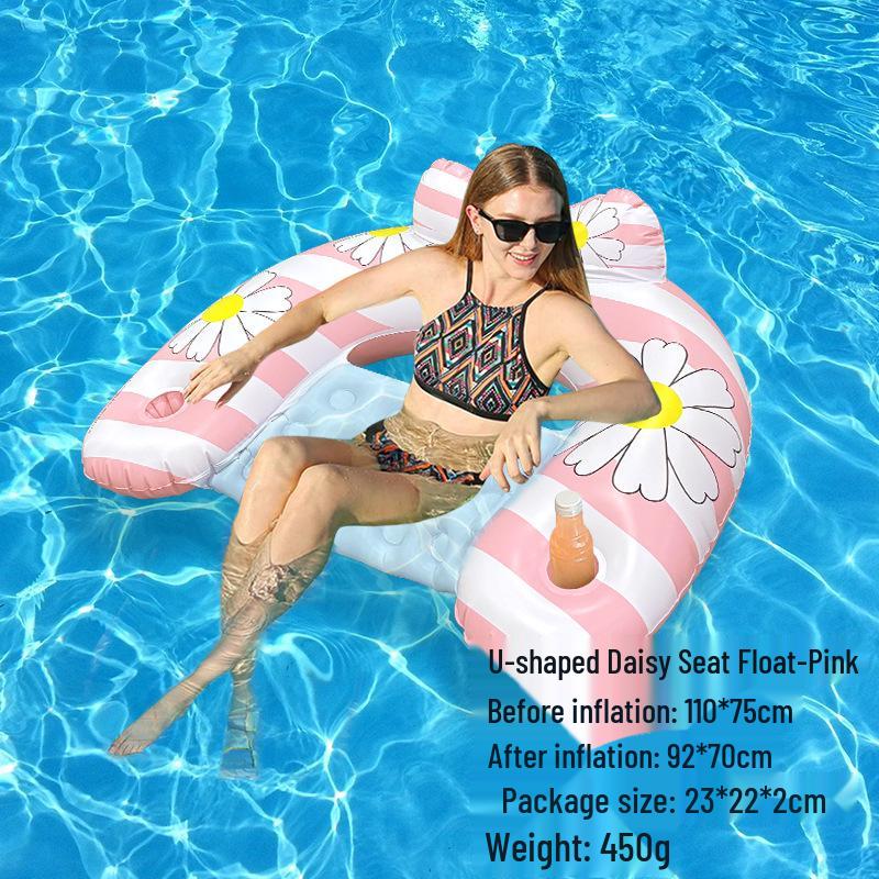 Foldable Striped Inflatable Pool Float Hammock Recliner