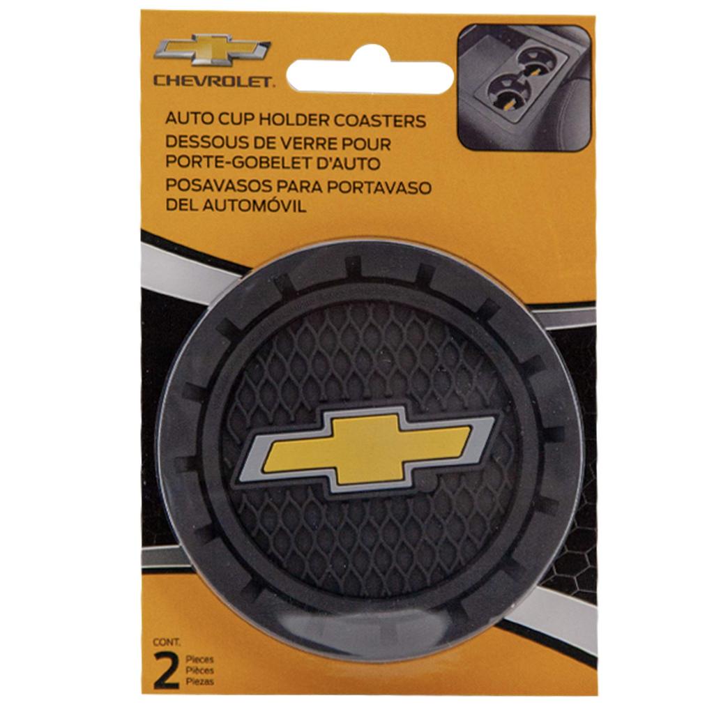 Plasticolor 000648R01 Chevrolet Bowtie Gold Cup Holder Coaster, Black