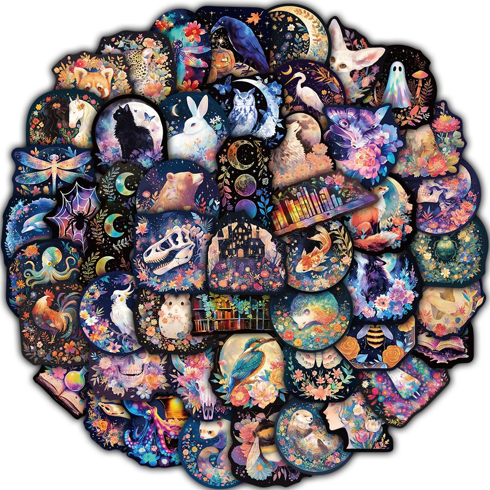 50PCS Laser Sticker Aesthetic Personalized Laptop Luggage Diary Skateboard Home Decoration Personalized Phone Festival Stickers