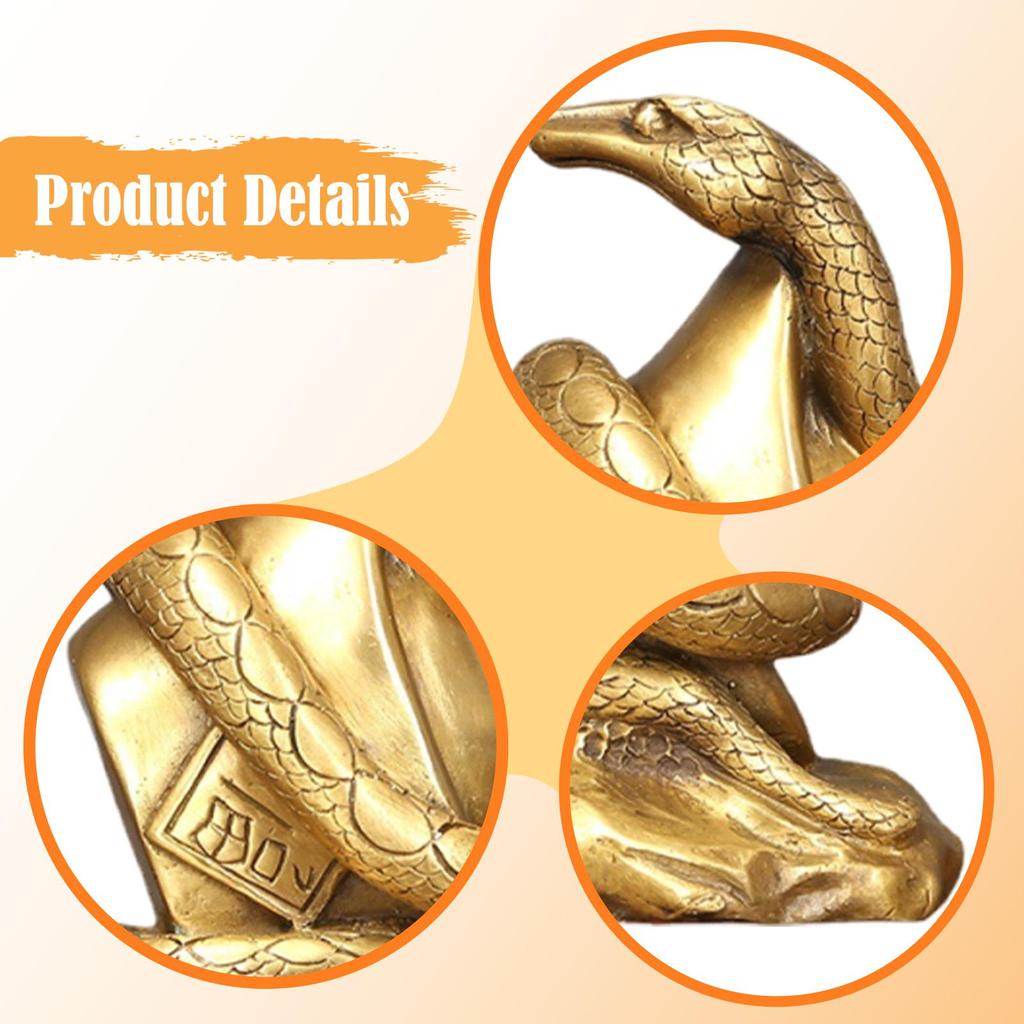 Brass Snake Ornament Table Figurine Decorative Objects Animal Sculptures for Desk Shelf Home Office Diorama