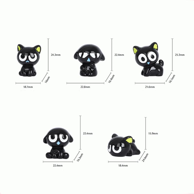 1/5Pcs Cartoon Kitten Desktop Room Decor Cute 3D Black Cats Figurine Miniature Micro Landscape Resin Ornaments Home Decoration