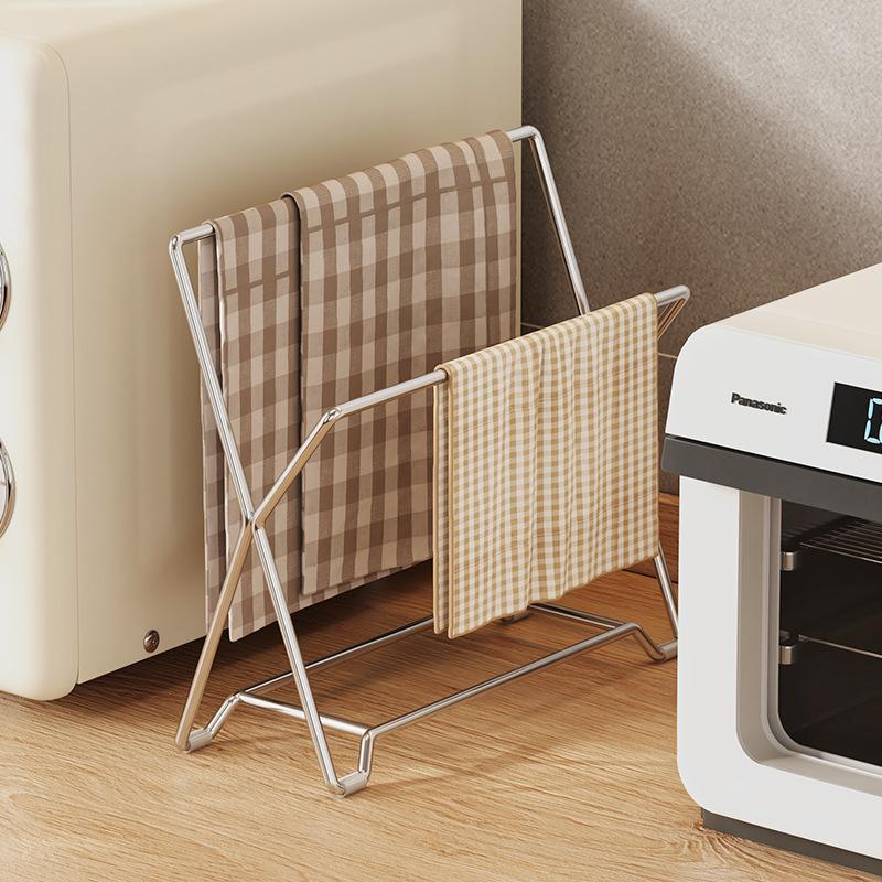 304 Stainless Steel Dishcloth Rack Kitchen Countertop Sink-Side Dishcloth Drying Rack Sponge Holder Cleaning Brush Drainage Storage Rack