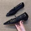 Fashion French Pointed Low Heel Shoes Women 2025 New Breathable Sandals