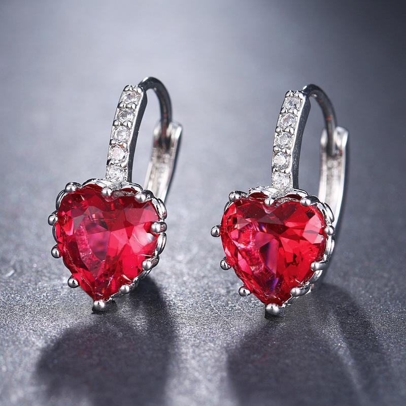 1 Pair Classic Fashion Heart-Shape High Quality Zirconia Hoop Earrings For Trend Women Lovely Birthday Jewelry Gift