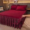 Cotton Padded Velvet Lace Bed Skirt Winter Thick Bed Cover Three Piece Set Single Piece Anti-skid and Anti-static Bed Sheet