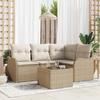 5-piece Garden Sofa Set with Brown Poly Rattan Cushions, 2-seater Garden Sofa with Poly Cushions 3345691