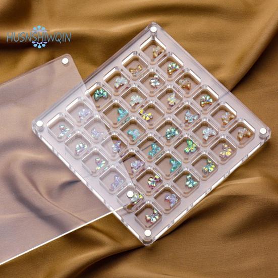 Acrylic Nail Rhinestone Box Grid Easy Access Clear Storage Tool Organizer Eco-friendly Rhinestone Box