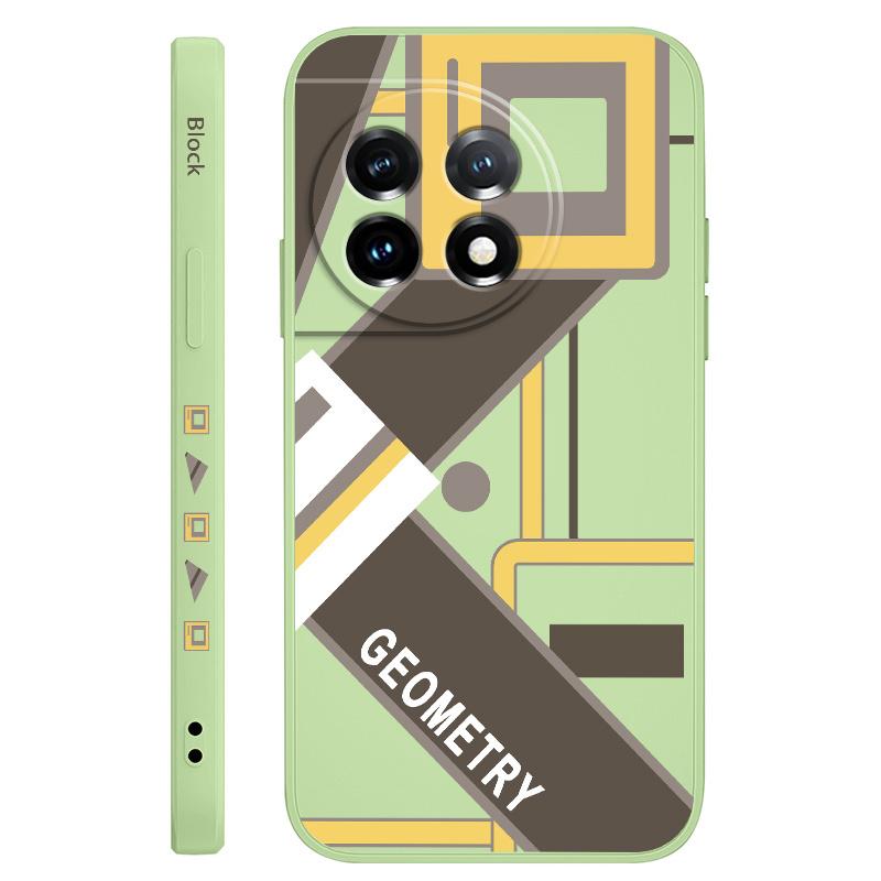 

Beautiful Geometry Phone Case For Oneplus 13 13R 12 12R 11 11R 10 10R 10T 9R 9RT 9 8T 8 7 7T Pro 5G Liquid Silicone Cover OnePlus 7T Pro світло-зелений колір