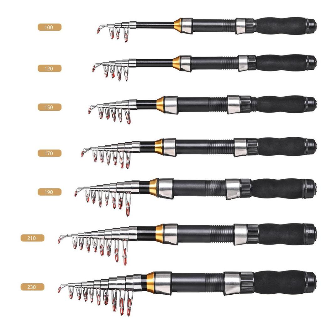 Mini Portable Carbon Fiber Small Sea Rod Small Throwing Rod 1m-2.3m Telescopic Fishing Rod Super Hard Fishing Rod Sea Rod Fishing Gear Set
