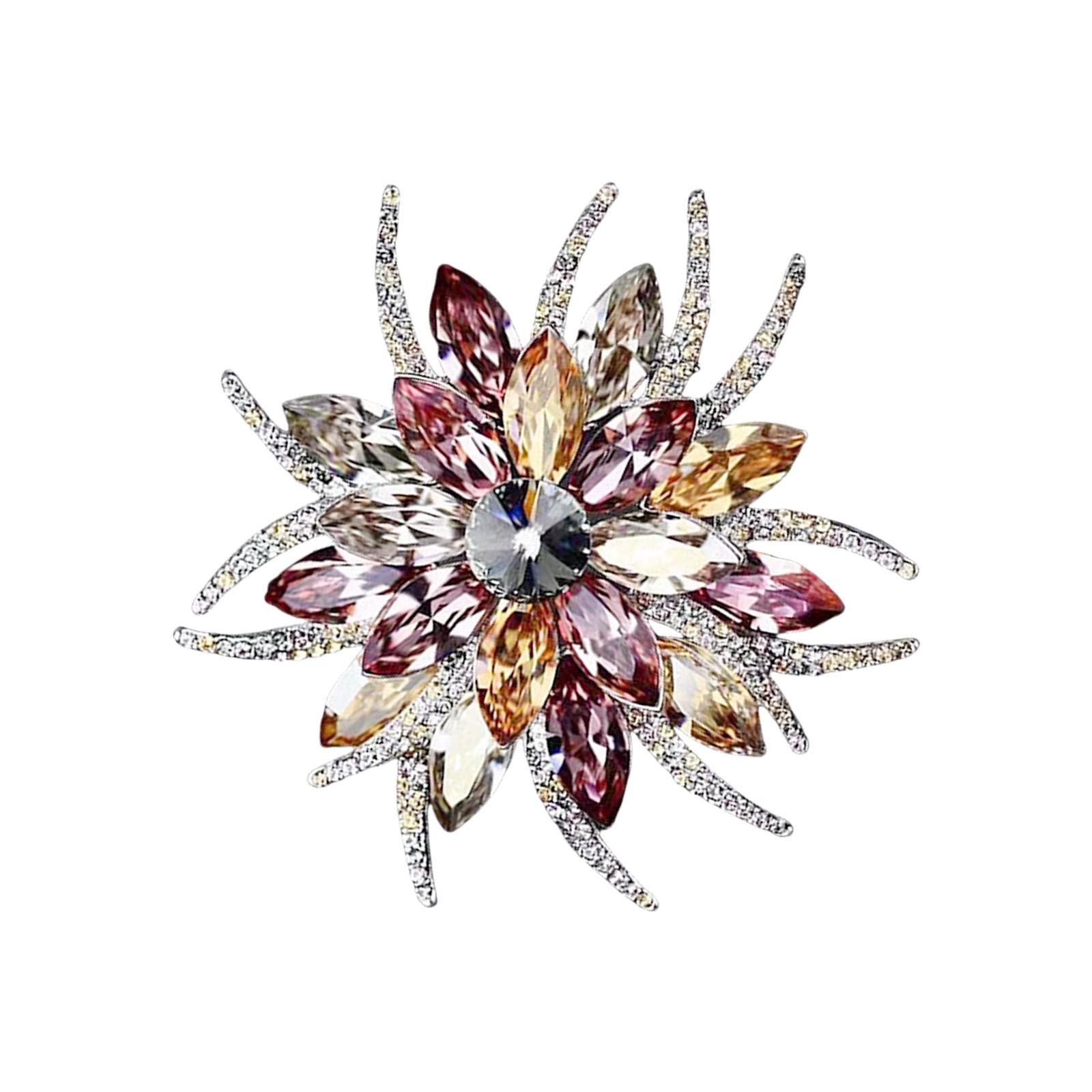 

Элегантная двухслойная брошь-цветок с кристаллами и цветочными узорами для женских ювелирных аксессуаров 3