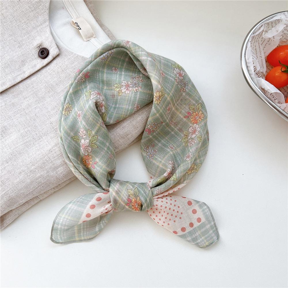 Floral Cotton Linen Print Scarves Cashew Square Handkerchief Simple Small Square Scarf  Outdoor