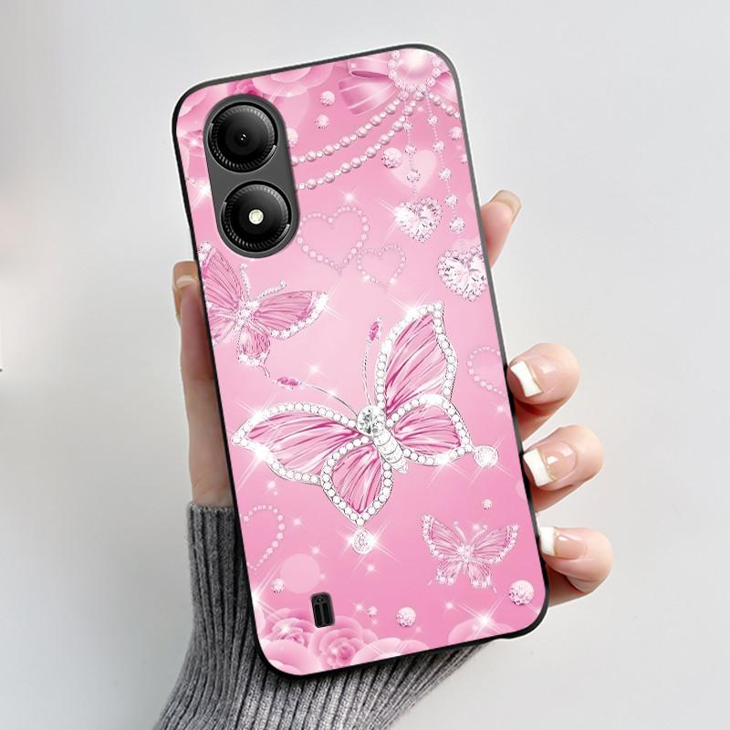 Custodia con Stampa per ZTE Blade A33S A34 Guscio Nero in Morbido Silicone per ZTE Blade A31 Plus Custodia Carina con Fiori e Cartoni Animati